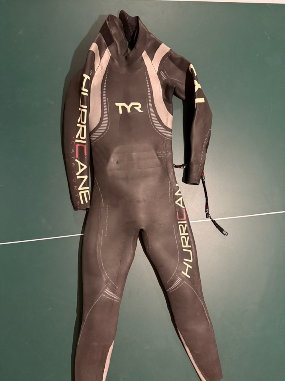 TYR Women's Black and Pale Yellow Hurricane Wetsuit One-Piece